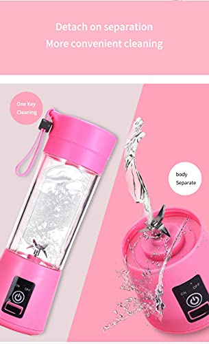 Portable Blender, Personal Mixer Fruit Rechargeable with USB, Mini Blender for Smoothie, Pink