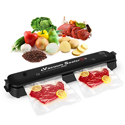 Vacuum Sealer Machine with Starter Kit, 75kpa Powerful but Compact Vacuum Sealer Machine | Led Indicator Lights|Easy to Clean|Two Food Modes| for Sous Vide and Food Storage