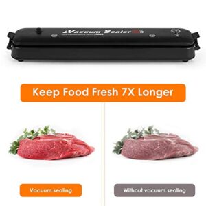 Vacuum Sealer Machine with Starter Kit, 75kpa Powerful but Compact Vacuum Sealer Machine | Led Indicator Lights|Easy to Clean|Two Food Modes| for Sous Vide and Food Storage