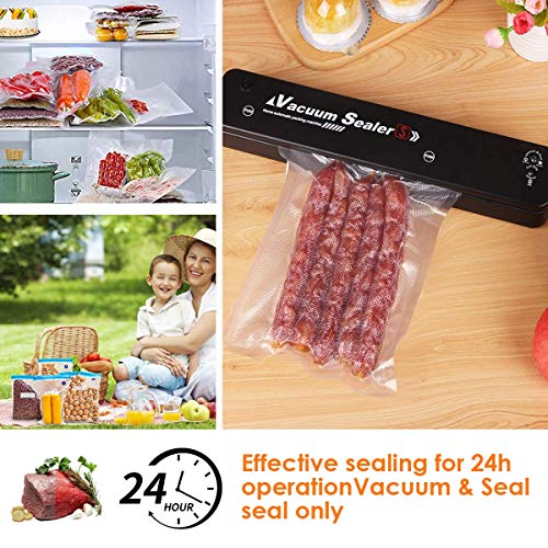 Vacuum Sealer Machine with Starter Kit, 75kpa Powerful but Compact Vacuum Sealer Machine | Led Indicator Lights|Easy to Clean|Two Food Modes| for Sous Vide and Food Storage