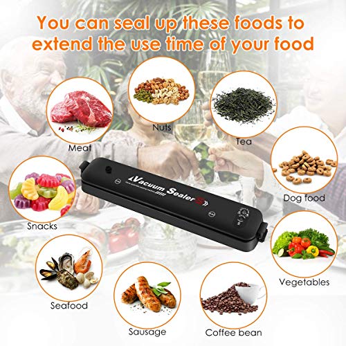 Vacuum Sealer Machine with Starter Kit, 75kpa Powerful but Compact Vacuum Sealer Machine | Led Indicator Lights|Easy to Clean|Two Food Modes| for Sous Vide and Food Storage