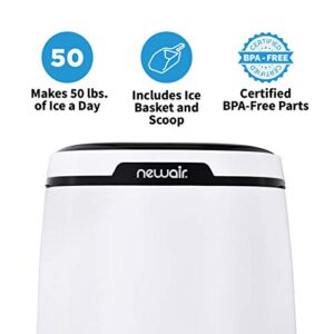 NewAir Portable Countertop Ice Maker - 50 lb. Daily - First Batch In Under 10 Minutes - Countertop Modern Design - Bullet Shaped Ice Black & White - AI-250W