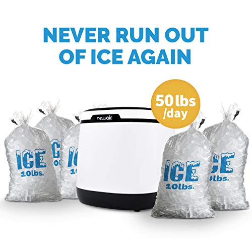 NewAir Portable Countertop Ice Maker - 50 lb. Daily - First Batch In Under 10 Minutes - Countertop Modern Design - Bullet Shaped Ice Black & White - AI-250W