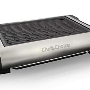 Chef'sChoice 878 Professional Indoor Electric Grill with Removable Nonstick Plate Stainless Steel Drip Tray and Features Adjustable Temperature Control, 1500-Watt, Gray