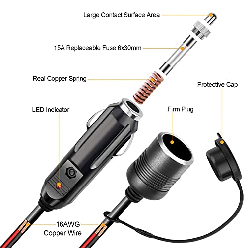 AstroAI Mini Fridge 4 Liter/6 Can AC/DC Teal Cigarette Lighter Extension Cord 12Ft/12V/120W/15A Bundle