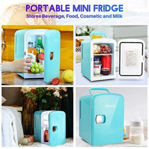 AstroAI Mini Fridge 4 Liter/6 Can AC/DC Teal Cigarette Lighter Extension Cord 12Ft/12V/120W/15A Bundle