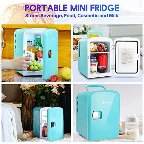 AstroAI Mini Fridge 4 Liter/6 Can AC/DC Teal Cigarette Lighter Extension Cord 12Ft/12V/120W/15A Bundle