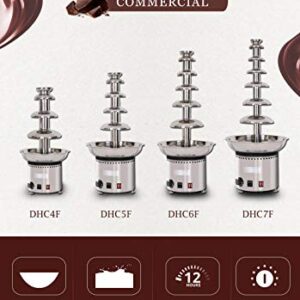 NEWTRY 6 Tiers Stainless Steel Chocolate Fondue Fountain Machine 13.23lbs Capacity 86~230℉Adjustable For Home Party Restaurant (110V)