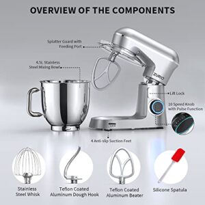 Mixers Kitchen Electric Stand Mixer, [Upgrade Ultra-Low Noise] 10+P Speed Modes Dough Mixer, Pure Copper Motor Cake Mixer with 6 Accessories