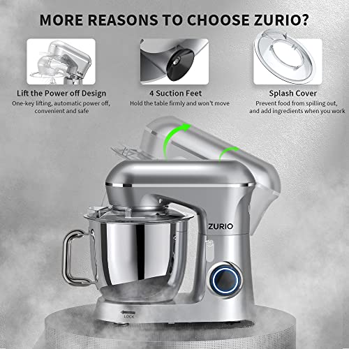 Mixers Kitchen Electric Stand Mixer, [Upgrade Ultra-Low Noise] 10+P Speed Modes Dough Mixer, Pure Copper Motor Cake Mixer with 6 Accessories