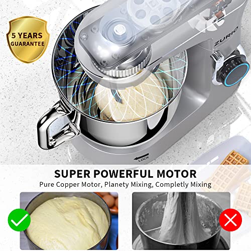 Mixers Kitchen Electric Stand Mixer, [Upgrade Ultra-Low Noise] 10+P Speed Modes Dough Mixer, Pure Copper Motor Cake Mixer with 6 Accessories