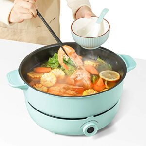 electric hot pot with induction cooker non-stick electric skillet,electric pot for cooking burner with shabu shabu pot enjoy chinese hot pot with family and friends 5.3qt multi-cooke