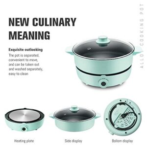 Electric Hot Pot with Induction Cooker Non-Stick Electric Skillet,Electric Pot for Cooking Burner with Shabu Shabu Pot Enjoy Chinese Hot Pot with Family and Friends 5.3QT Multi-Cooke