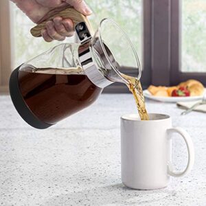 Primula Coffee Dripper Pour Over Maker Brewer Pot, Borosilicate Glass, Easy to Use and Clean, 36 oz, Light Wood