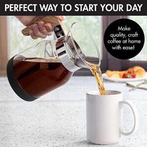 Primula Coffee Dripper Pour Over Maker Brewer Pot, Borosilicate Glass, Easy to Use and Clean, 36 oz, Light Wood
