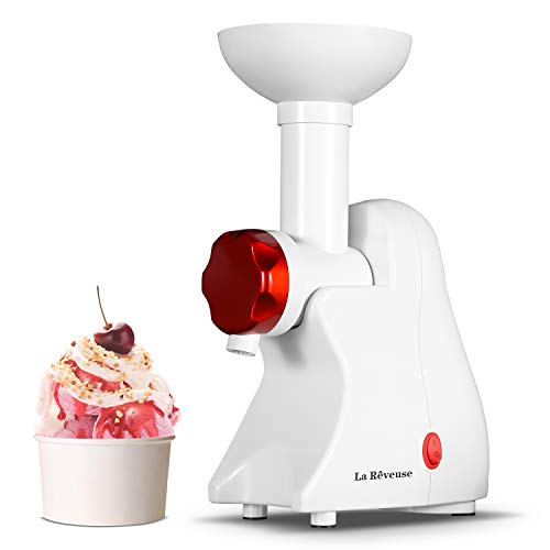 La Reveuse Frozen Dessert Maker, Great for Making Healthy Soft Serve Sherbet, Sorbet, Fruit Ice Cream, Frozen Yogurt for Kids, White