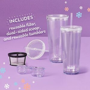 Mr. Coffee Single-Serve 3 in 1 Frappe, Iced, and Hot Coffee Maker and Blender with Reusable Filters, Tumblers, and Recipe Book, Lavender