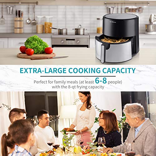Ultrean 8 Quart Air Fryer, Electric Hot Airfryer XL Oven Oilless Cooker with 8 Presets, LCD Digital Touch Screen and Nonstick Frying Pot, ETL Certified, Cook Book, 1-Year Warranty, 1700W