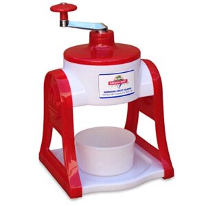 deluxe shave ice snow cone maker ice shaver hand crank, non-electric – red