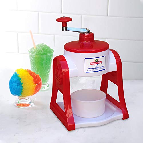 Deluxe Shave Ice Snow Cone Maker Ice Shaver Hand Crank, non-electric - RED