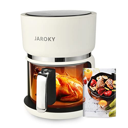 JORAKY Air Fryer, 3QT/3L Oil Free Electric Hot Air Fryers Oven, 12-in1 White Air Fryers with Recipes Book, LED Touchscreen, Nonstick Basket, 1200W