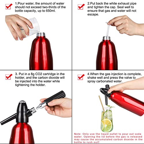 LANGSHI Soda Siphon, Home Seltzer Maker Portable Siphon Soda Maker Seltzer Water Siphon 1 Liter, Use 8 gram CO2 Cartridges(Not Included)