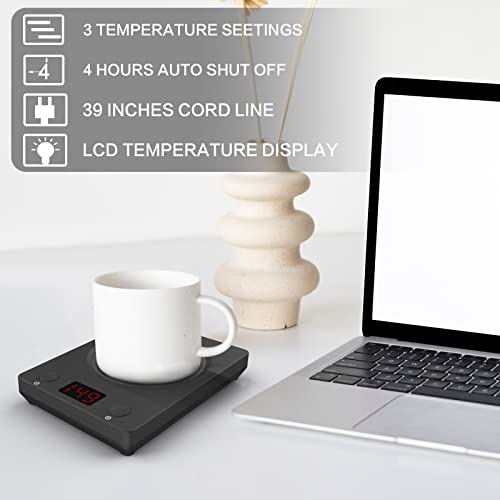 SEALON Coffee Mug Warmer Plate - Mug Warmer for Desk with Auto Shut Off, 3 Temperature Settings for Coffee, Milk, Tea Warming, Home & Office Use, Wood