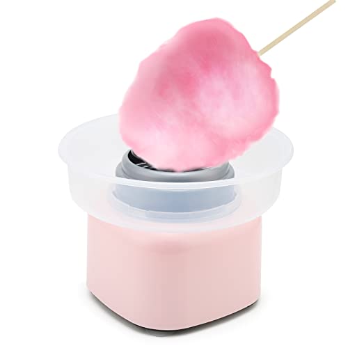 Reespring Cotton Candy Machine - Cotton Candy Maker With Splash Prevention Bowl For Home Use – Comes with Sugar Scoop and 20 Candy Sticks - Pink