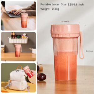 Portable Blender for Shakes and Smoothies,Personal Size Blender with USB Rechargeable,300ml 10oz Mini Handheld Blender with 4 Blades,Fresh Juice Blender Crush Ice Mixer for Sports Travel and Outdoors