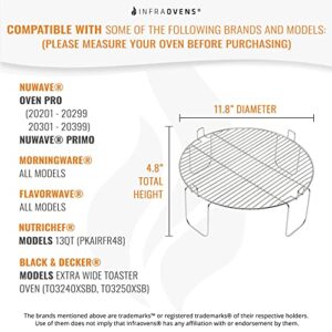 4 inch Stainless Steel Grill Rack Compatible with NuWave® Oven Pro, Primo, NutriChef, Black Decker | Reversible Grate Accessory for Cooking, Baking, Cooling in Infrared Kitchen Convection Toaster Oven