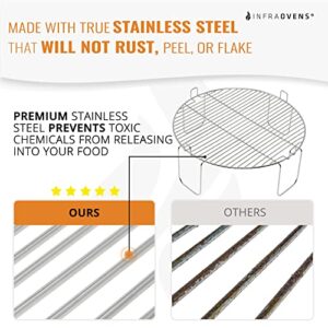 4 inch Stainless Steel Grill Rack Compatible with NuWave® Oven Pro, Primo, NutriChef, Black Decker | Reversible Grate Accessory for Cooking, Baking, Cooling in Infrared Kitchen Convection Toaster Oven