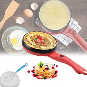 8″ electric crepe maker nonstick crepe pan portable mini household pancake machine with batter bowl & egg whisk for crepes,pancakes,tortillas,gifts for women