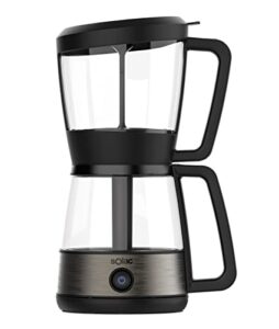 solac siphon brewer 3-in-1 vacuum coffee maker, tea brewer & water boiler, brushed stainless steel and black, 30 oz