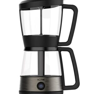 Solac SIPHON BREWER 3-in-1 Vacuum Coffee Maker, Tea Brewer & Water Boiler, Brushed Stainless Steel and Black, 30 oz