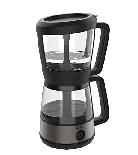 Solac SIPHON BREWER 3-in-1 Vacuum Coffee Maker, Tea Brewer & Water Boiler, Brushed Stainless Steel and Black, 30 oz