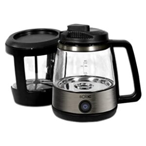 Solac SIPHON BREWER 3-in-1 Vacuum Coffee Maker, Tea Brewer & Water Boiler, Brushed Stainless Steel and Black, 30 oz