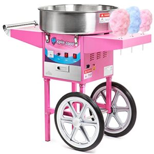 olde midway commercial quality cotton candy machine cart and electric candy floss maker – spin 2000