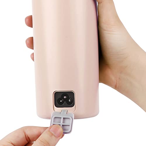 Teqooza Portable Travel Electric Kettle Mini Thermos Fast Boil Boiling Teapot Heating Cup Stainless Steel Metal Bottle for Coffee Tee Making 350ml Capacity, Pink