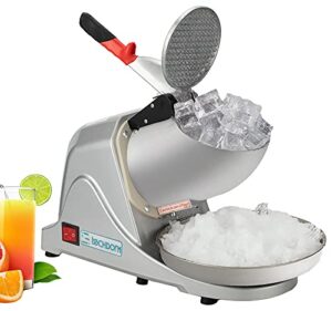 electric ice crushers, shaved ice maker, portable snow cone machine for kitchen and commercial, silver
