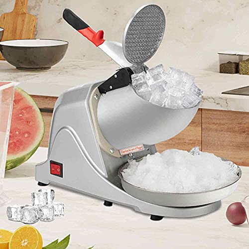 Electric Ice Crushers, Shaved Ice Maker, Portable Snow Cone Machine for Kitchen and Commercial, Silver