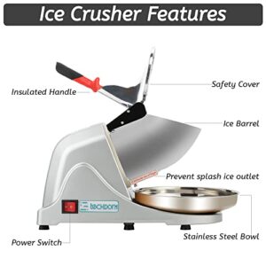 Electric Ice Crushers, Shaved Ice Maker, Portable Snow Cone Machine for Kitchen and Commercial, Silver