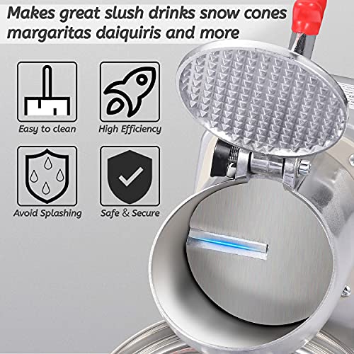 Electric Ice Crushers, Shaved Ice Maker, Portable Snow Cone Machine for Kitchen and Commercial, Silver