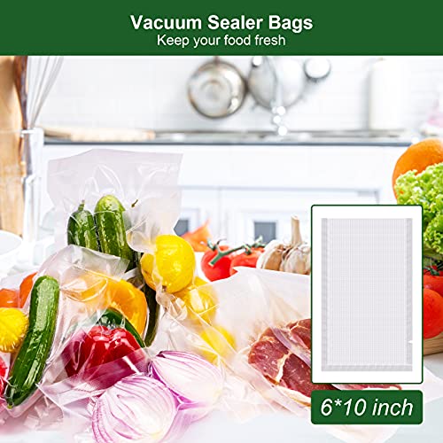 Vacuum Sealer Bags,200 Pint,6"x10",Freezer Storage Bags,Heavy Duty Puncture Prevention,Sous Vide Vacuum Meal Safe,Universal Pre Cut Bag Design