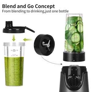 La Reveuse Personal Size Smoothies Blender 300 Watts with 24 oz BPA-Free Portable Travel Sports Bottle (Grey)