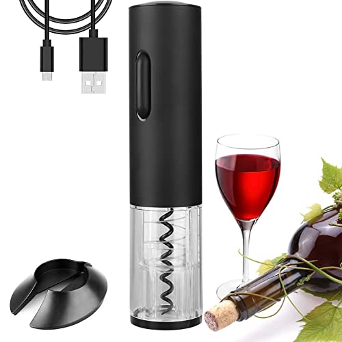 GOSCIEN Electric Wine Opener, Automatic Electric Wine Bottle Corkscrew Opener, Rechargeable Stainless Steel Cordless Electric Wine Bottle Opener Gift Set with Foil Cutter, USB Charging Cable