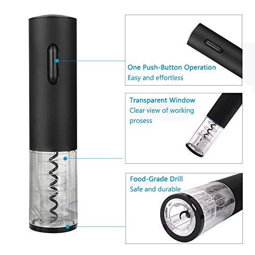 GOSCIEN Electric Wine Opener, Automatic Electric Wine Bottle Corkscrew Opener, Rechargeable Stainless Steel Cordless Electric Wine Bottle Opener Gift Set with Foil Cutter, USB Charging Cable