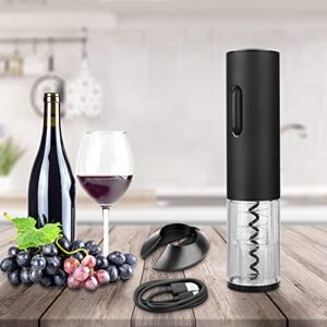 GOSCIEN Electric Wine Opener, Automatic Electric Wine Bottle Corkscrew Opener, Rechargeable Stainless Steel Cordless Electric Wine Bottle Opener Gift Set with Foil Cutter, USB Charging Cable