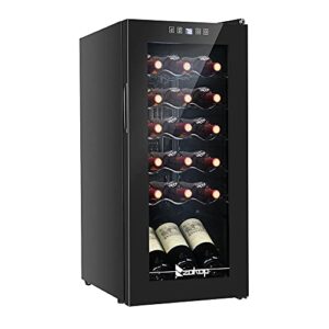 winado 18 bottle compressor wine cooler refrigerator w/adjustable temperature, freestanding compact mini wine fridge with digital control & removable shelves