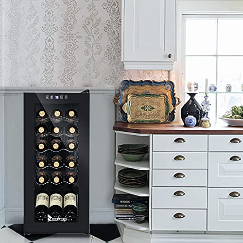 Winado 18 Bottle Compressor Wine Cooler Refrigerator w/Adjustable Temperature, Freestanding Compact Mini Wine Fridge with Digital Control & Removable Shelves