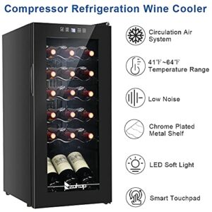 Winado 18 Bottle Compressor Wine Cooler Refrigerator w/Adjustable Temperature, Freestanding Compact Mini Wine Fridge with Digital Control & Removable Shelves